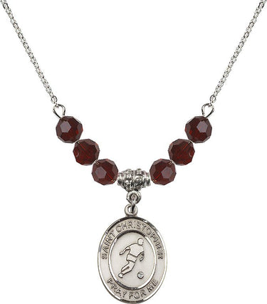 Collar San Cristóbal Fútbol Piedra Natal | 1,9 cm | Cuentas de 6 mm | N30-8154