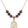 Saint Christopher Birthstone Necklace | 3/4 inch | 6mm Beads  Garnet 14kt Gold Filled