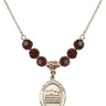Saint Christopher Birthstone Necklace | 3/4 inch | 6mm Beads  Garnet 14kt Gold Filled