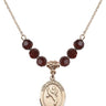 Saint Christopher Birthstone Necklace | 3/4 inch | 6mm Beads  Garnet 14kt Gold Filled