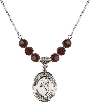 Collar de San Cristóbal de artes marciales con piedra de nacimiento | 1,9 cm | Cuentas de 6 mm