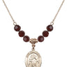 Saint Christopher Birthstone Necklace | 3/4 inch | 6mm Beads  Garnet 14kt Gold Filled