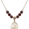 Saint Sebastian Birthstone Necklace | 3/4 inch | 6mm Beads  Garnet 14kt Gold Filled