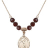Saint Sebastian Birthstone Necklace | 3/4 inch | 6mm Beads  Garnet 14kt Gold Filled