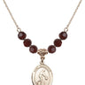 Saint Sebastian Birthstone Necklace | 3/4 inch | 6mm Beads  Garnet 14kt Gold Filled