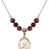 Saint Sebastian Birthstone Necklace | 3/4 inch | 6mm Beads  Garnet 14kt Gold Filled