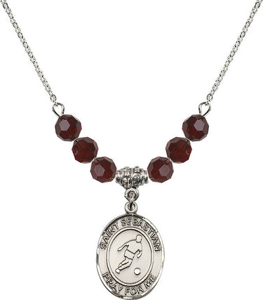 Collar con piedra de nacimiento de San Sebastián | 1,9 cm | Cuentas de 6 mm