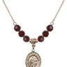 Saint Sebastian Birthstone Necklace | 3/4 inch | 6mm Beads  Garnet 14kt Gold Filled