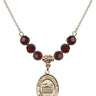 Saint Sebastian Birthstone Necklace | 3/4 inch | 6mm Beads  Garnet 14kt Gold Filled
