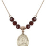 Saint Sebastian Birthstone Necklace | 3/4 inch | 6mm Beads  Garnet 14kt Gold Filled
