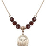 Saint Sebastian Birthstone Necklace | 3/4 inch | 6mm Beads  Garnet 14kt Gold Filled