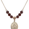 Saint Sebastian Birthstone Necklace | 3/4 inch | 6mm Beads  Garnet 14kt Gold Filled