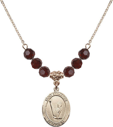 Collar de gimnasia con piedra natal de San Sebastián | 1,9 cm | Cuentas de 6 mm