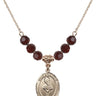 Saint Sebastian Birthstone Necklace | 3/4 inch | 6mm Beads  Garnet 14kt Gold Filled
