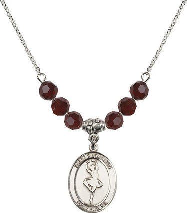 Collar de San Sebastián de Baile con Piedra de Nacimiento | 3/4 pulgada | Cuentas de 6 mm
