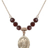 Saint Sebastian Cross Birthstone Necklace | 3/4 inch | 6mm Beads  Garnet 14kt Gold Filled