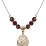 Saint Sebastian Birthstone Necklace | 3/4 inch | 6mm Beads  Garnet 14kt Gold Filled