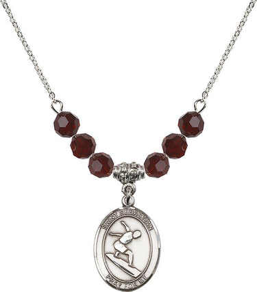 Collar con piedra natal de surf de San Sebastián | 1,9 cm | Cuentas de 6 mm