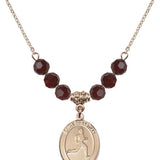 Saint Sebastian Birthstone Necklace | 3/4 inch | 6mm Beads  Garnet 14kt Gold Filled