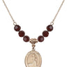 Saint Sebastian Birthstone Necklace | 3/4 inch | 6mm Beads  Garnet 14kt Gold Filled