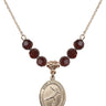 Saint Sebastian Birthstone Necklace | 3/4 inch | 6mm Beads  Garnet 14kt Gold Filled