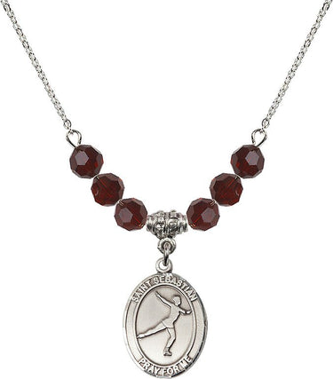 Collar de patinaje artístico con la piedra de nacimiento de San Sebastián | 1,9 cm | Cuentas de 6 mm