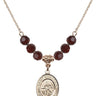 Saint Sebastian Birthstone Necklace | 3/4 inch | 6mm Beads  Garnet 14kt Gold Filled