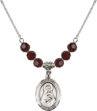 Collar de natalicio de béisbol de Santa Rita de Casia | 1,9 cm | Cuentas de 6 mm