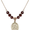 Saint Kateri Tekakwitha Birthstone Necklace | 3/4 inch | 6mm Beads  Garnet 14kt Gold Filled