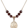 Saint Sebastian Birthstone Necklace | 3/4 inch | 6mm Beads  Garnet 14kt Gold Filled