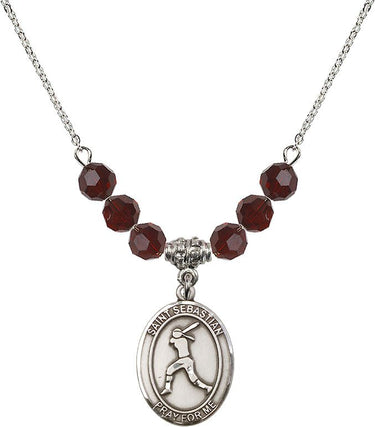 Collar de softbol con la piedra de nacimiento de San Sebastián | 19 mm | Cuentas de 6 mm