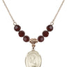 Saint Sebastian Birthstone Necklace | 3/4 inch | 6mm Beads  Garnet 14kt Gold Filled