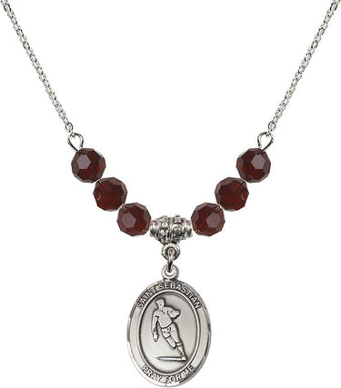 Collar de la piedra natal de San Sebastián de rugby | 19 mm | Cuentas de 6 mm
