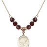 Saint Sebastian Birthstone Necklace | 3/4 inch | 6mm Beads  Garnet 14kt Gold Filled