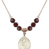 Saint Sebastian Birthstone Necklace | 3/4 inch | 6mm Beads  Garnet 14kt Gold Filled