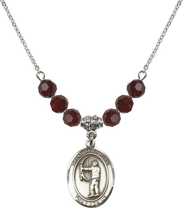 Collar de arquero de San Sebastián con piedra natal | 3/4 pulgada | Cuentas de 6 mm