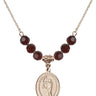 Saint Christopher Birthstone Necklace | 3/4 inch | 6mm Beads  Garnet 14kt Gold Filled