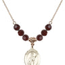 Saint Sebastian Birthstone Necklace | 3/4 inch | 6mm Beads  Garnet 14kt Gold Filled