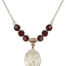 Saint Christopher Birthstone Necklace | 3/4 inch | 6mm Beads  Garnet 14kt Gold Filled