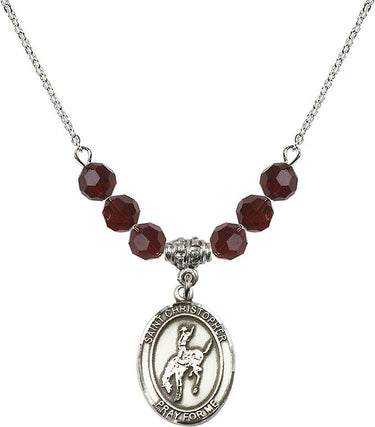 Collar de piedras de nacimiento de rodeo de San Cristóbal | 1,9 cm | Cuentas de 6 mm