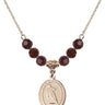 Saint Christopher Birthstone Necklace | 3/4 inch | 6mm Beads  Garnet 14kt Gold Filled