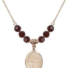 Saint Christopher Birthstone Necklace | 3/4 inch | 6mm Beads  Garnet 14kt Gold Filled