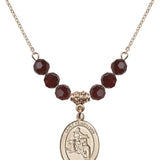 Saint Sebastian Birthstone Necklace | 3/4 inch | 6mm Beads  Garnet 14kt Gold Filled