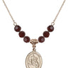 Saint Sebastian Birthstone Necklace | 3/4 inch | 6mm Beads  Garnet 14kt Gold Filled