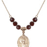 Saint Christopher Birthstone Necklace | 3/4 inch | 6mm Beads  Garnet 14kt Gold Filled