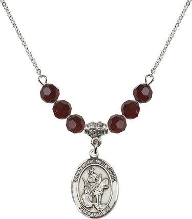 Collar con piedra natal de San Martín de Tours | 1,9 cm | Cuentas de 6 mm