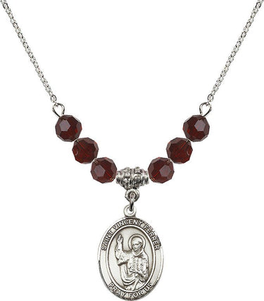 Collar de San Vicente Ferrer con piedra de nacimiento | 1,9 cm | Cuentas de 6 mm
