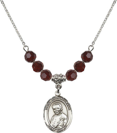 Collar de San Juan Neumann con piedra natal | 1,9 cm | Cuentas de 6 mm