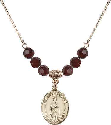 Collar de Nuestra Señora de Fátima con Piedra de Nacimiento | 1,9 cm | Cuentas de 6 mm