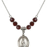 Our Lady of Fatima Birthstone Necklace | 3/4 inch | 6mm Beads  Garnet Sterling Silver